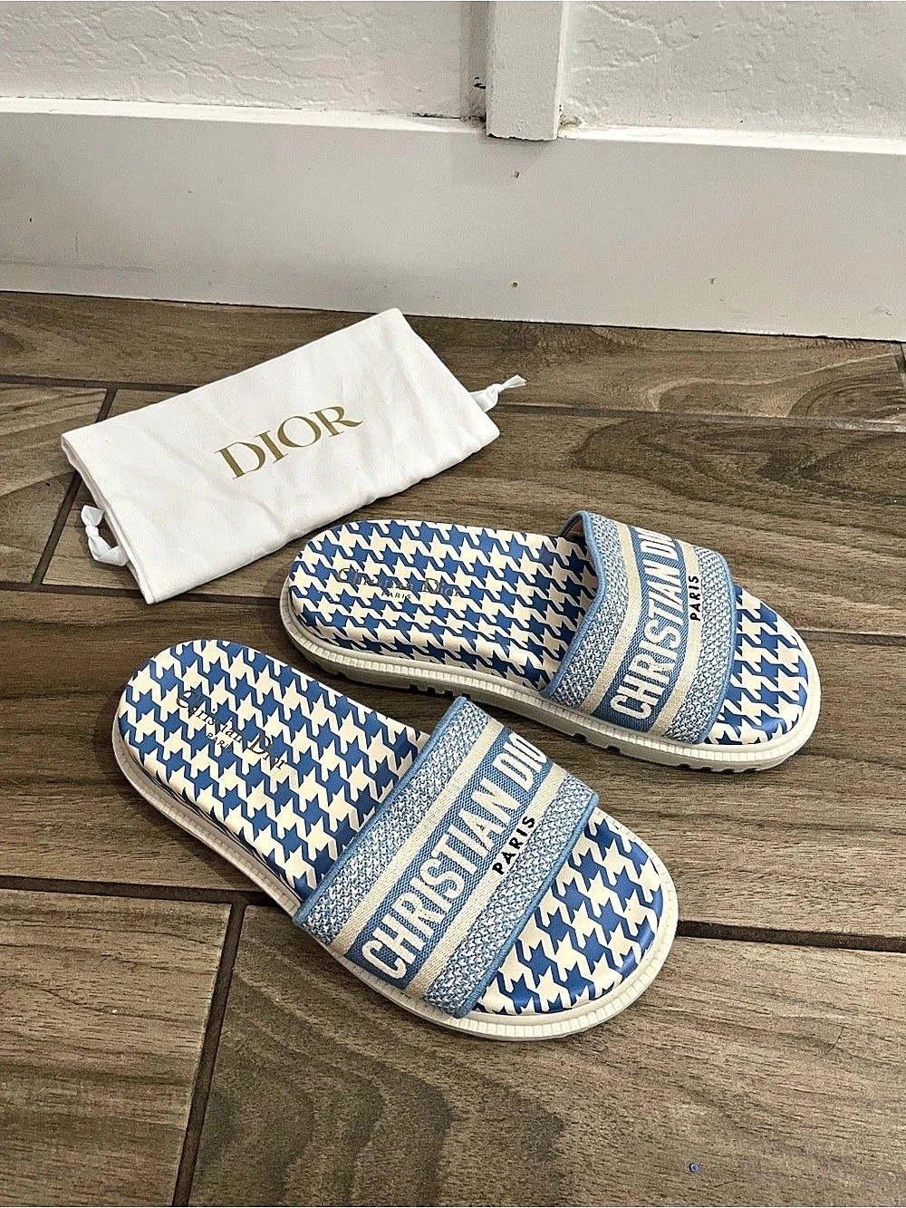 Dior Slide Slides in Blue & White